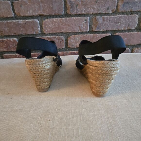 Eric Michael Espadrill Sandal Size 5 Black Elastic Straps - Picture 3 of 11